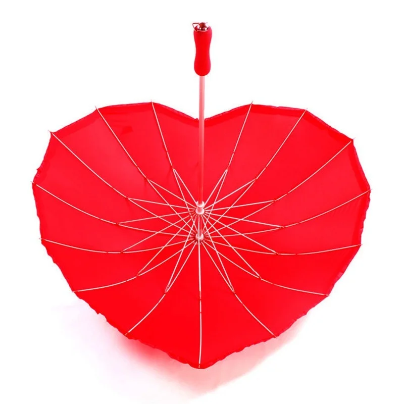 Heart Shaped Love Red Umbrella for Men and Women, Adult Bridal Wedding Gift, Waterproof, Wind Resistant, Creative, Rain