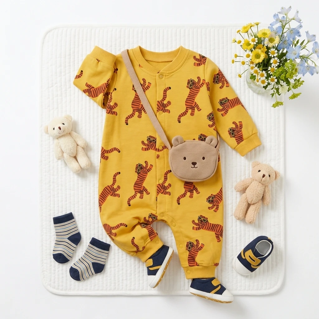 Animal Baby Boys Rompers Long Sleeve Toddlers Clothes Autumn Cute Tiger