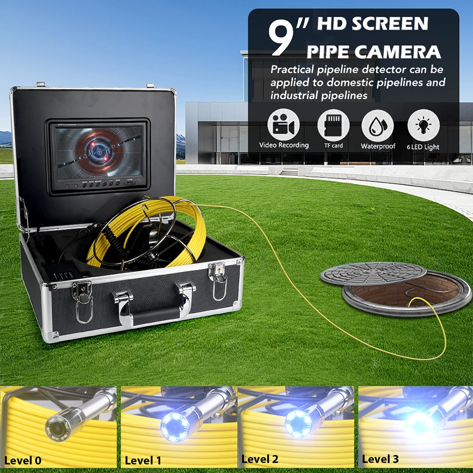 

Endoscope Camera 9 Inch Screen HD1080P 0.8inch Lens Pipe Inspection Built-in 6xLEDs used for internal maintenance of pipelines