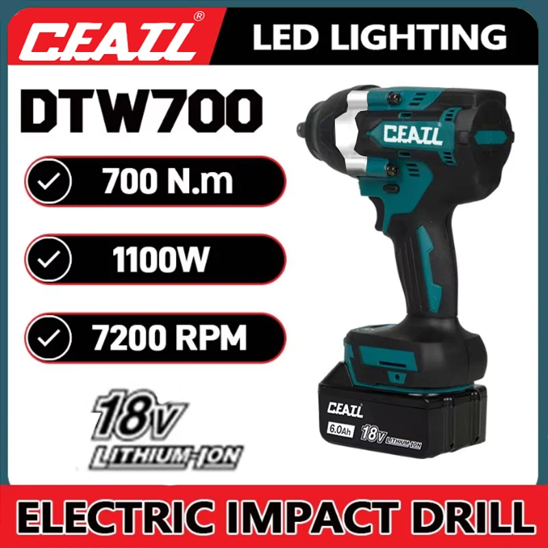 

CFATL Electric Wrench DTW700 Brushless Multi functional Rechargeable 18V Auto Repair1000N.M High Torque Cordless Impact Wrench