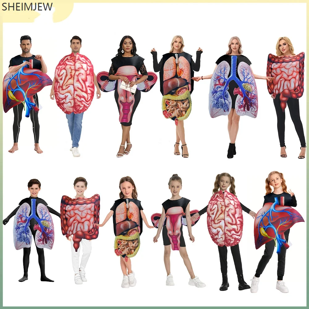 

Adults Children Halloween Fun Viscera Role Play Costume Printed Sponge Suit Carnival Party Human Organ Heart Stage Bodysuit 2025