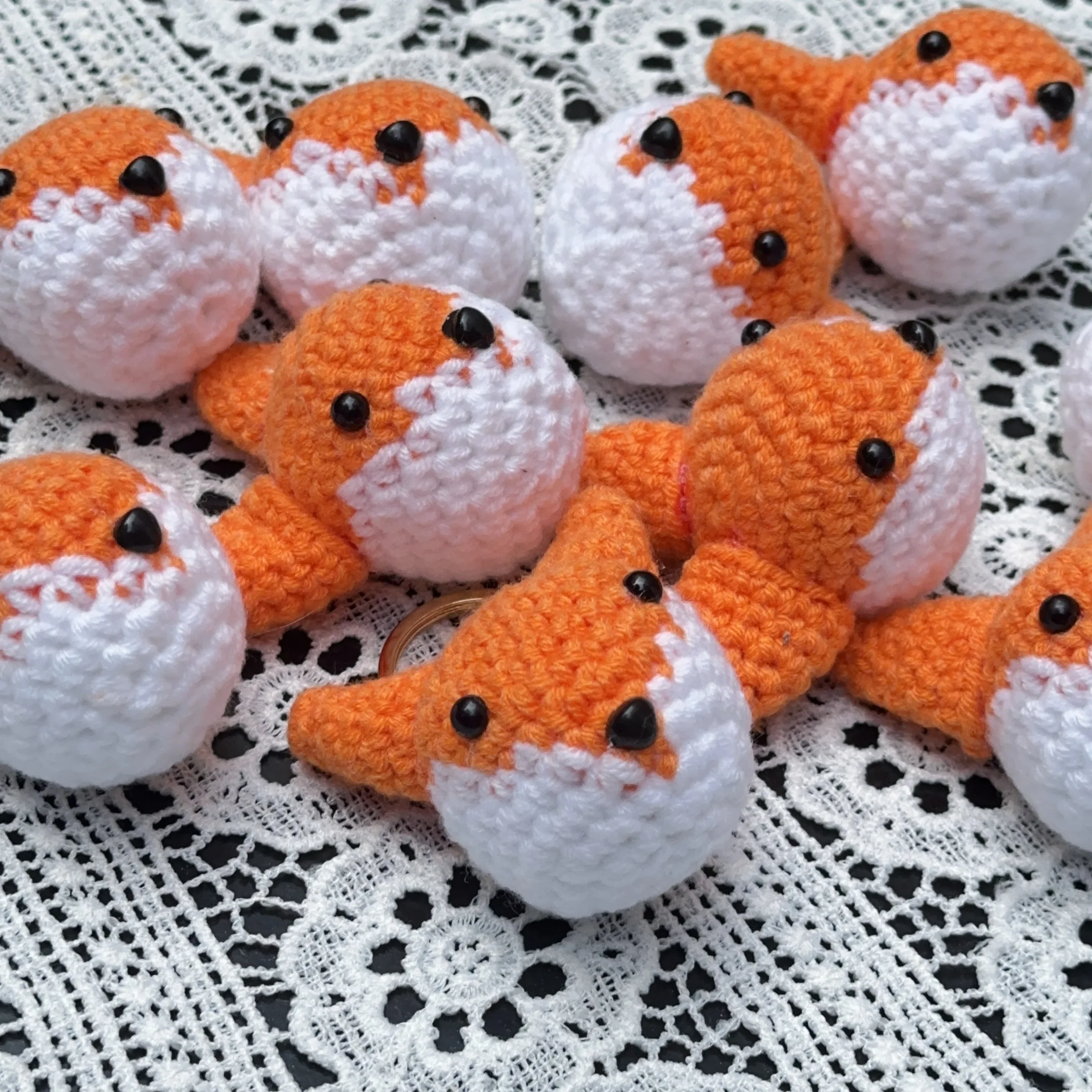 Handmade Animals Knitted Keychain Keyring Women Crocheted Wool Fox Bag Pendants Car Key Ring Fresh Handbag Charms Gifts