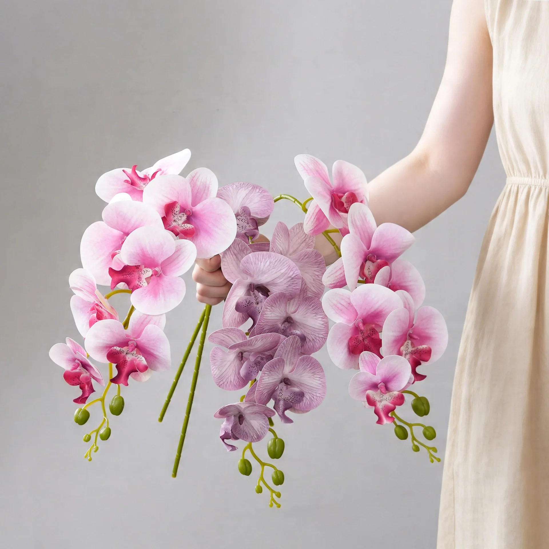 

5Pc Artificial 7Head Phalaenopsis Real Touch Orchids for Home Decoration Butterfly Orchid Party Wedding Table Floral Arrangement