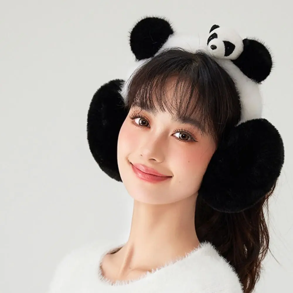 Comfortable Thicken Panda Plush Earmuffs Keep Warmer Windproof Panda Ear Cover Earflap Ear Warmers Winter Ear Cap Outdoor