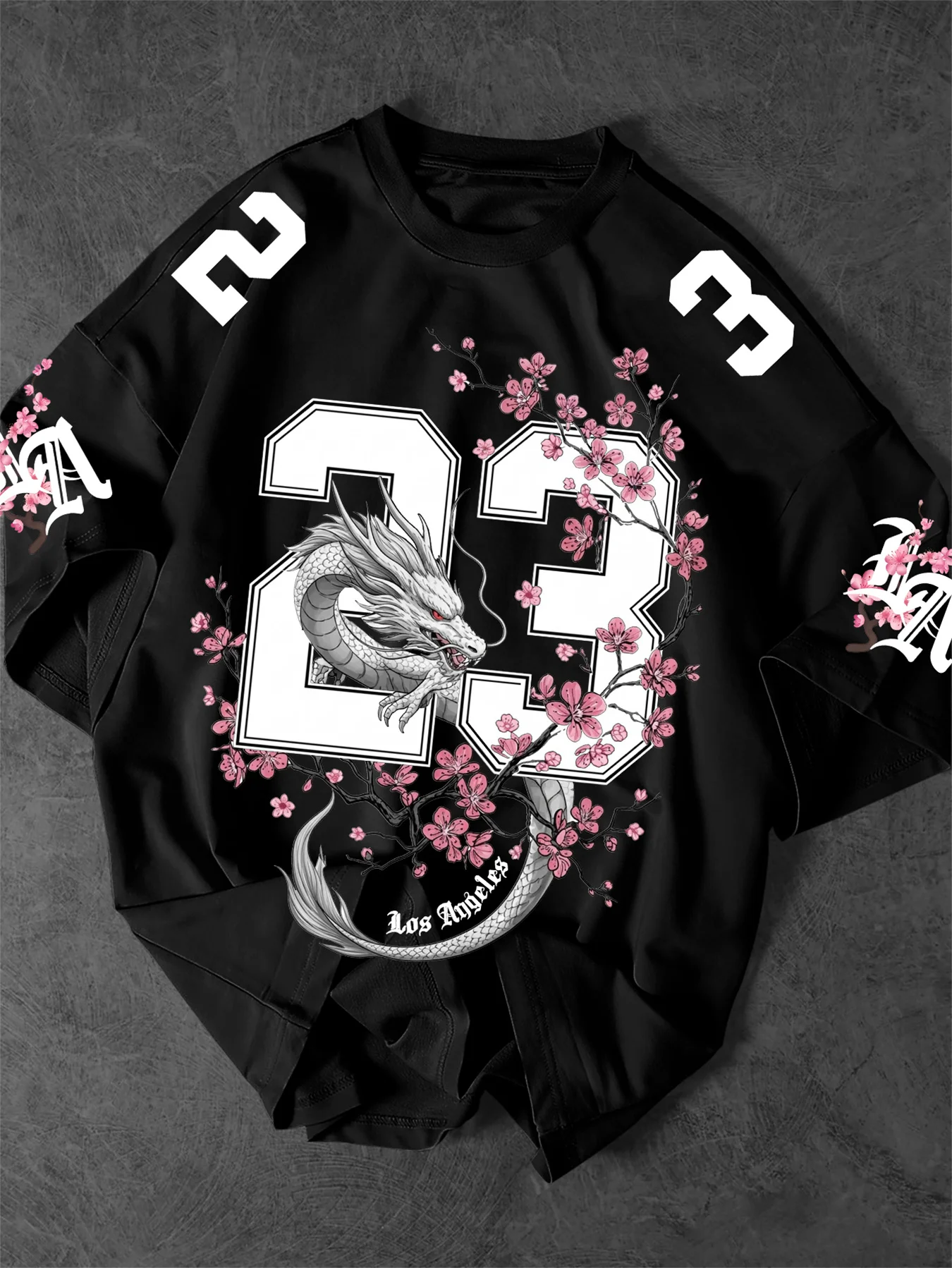 Street Trendy Summer Men's 23 Number 3D Print with Cherry Blossom and Dragon Patterns Versatile Comfortable and Breathable Short