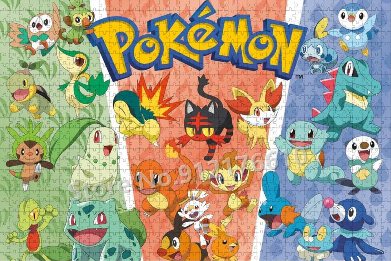 Jigsaw Puzzle Pokemon Pikachu 300/500/1000 Pieces for Adult Anime Cartoon Family Game Education Decompression Wooden Puzzle Toys