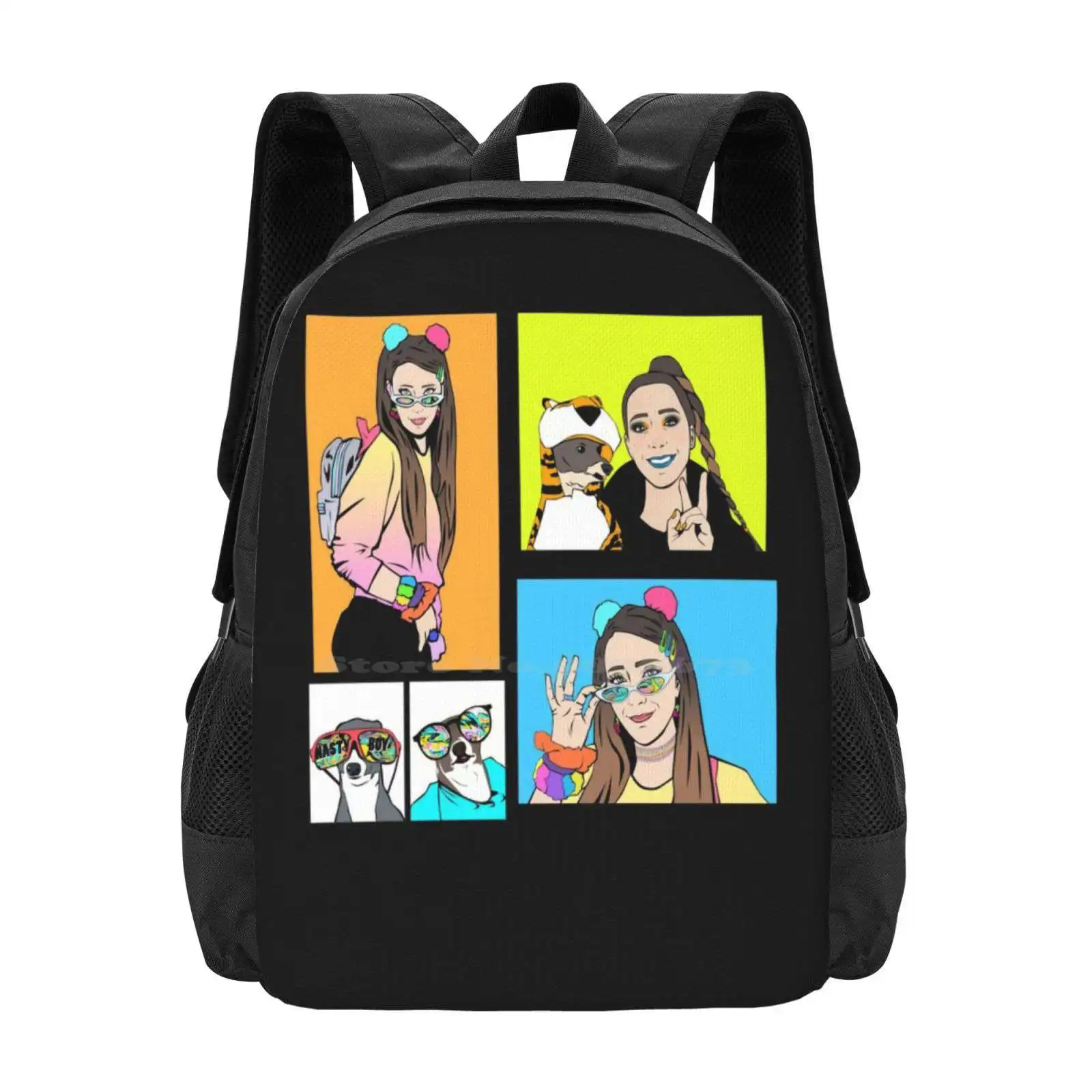 

Jenna Marbles Stickers Backpacks For School Teenagers Girls Travel Bags The Dog Cute Cartoon Comics Colors Random Miyku