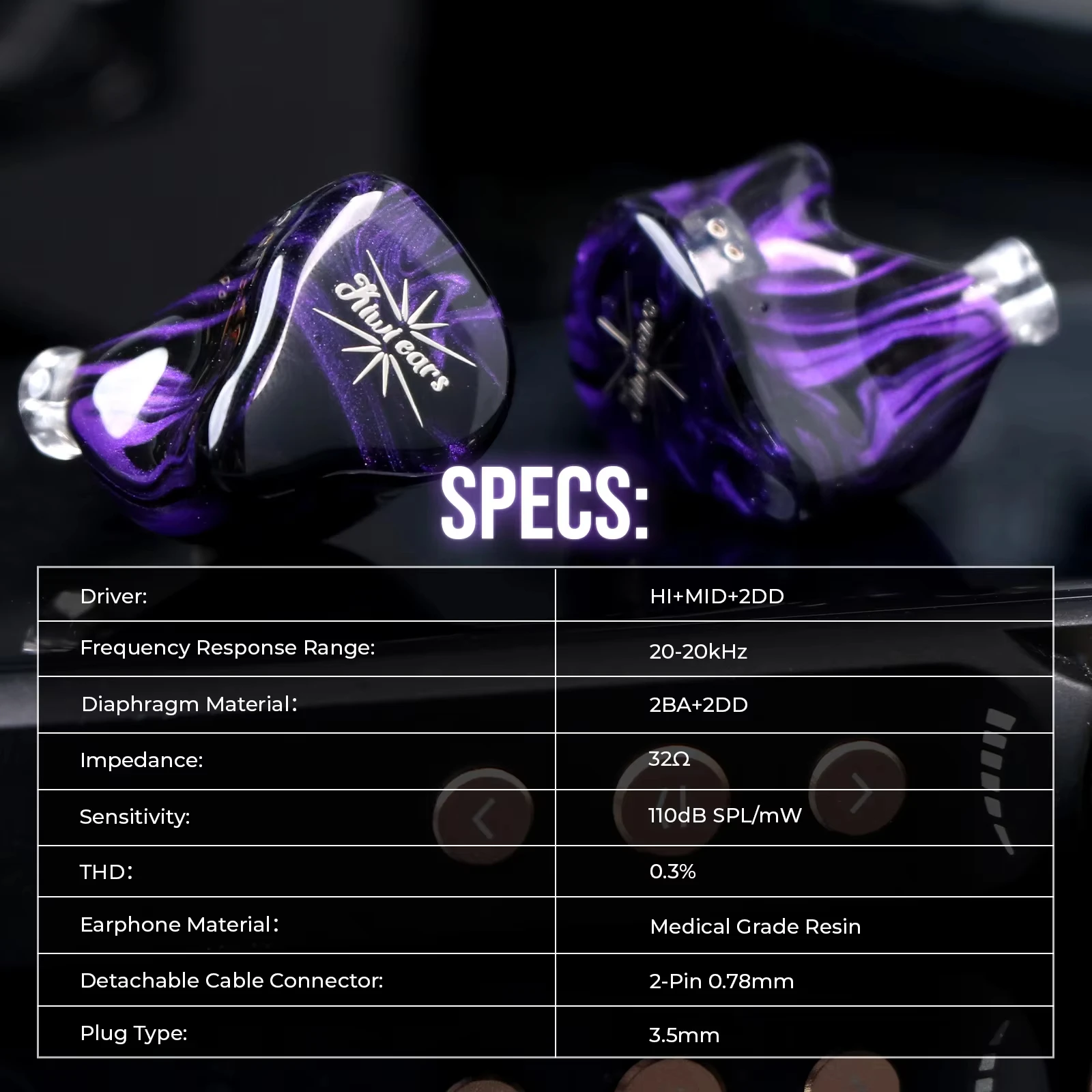 Kiwi Ears Quartet 2DD+2BA ハイブリッド インイヤー モニター 10mm