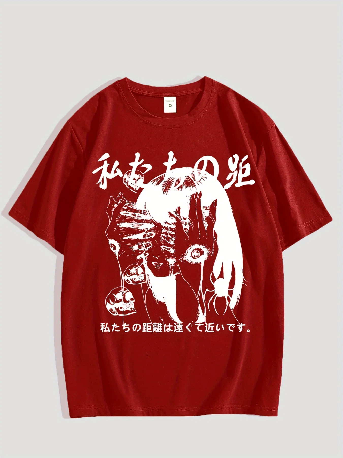 メンズ レディース アニメ風 グラフィック Tシャツ 口プリント カジュアル 半袖 Tシャツ ラウンドネック