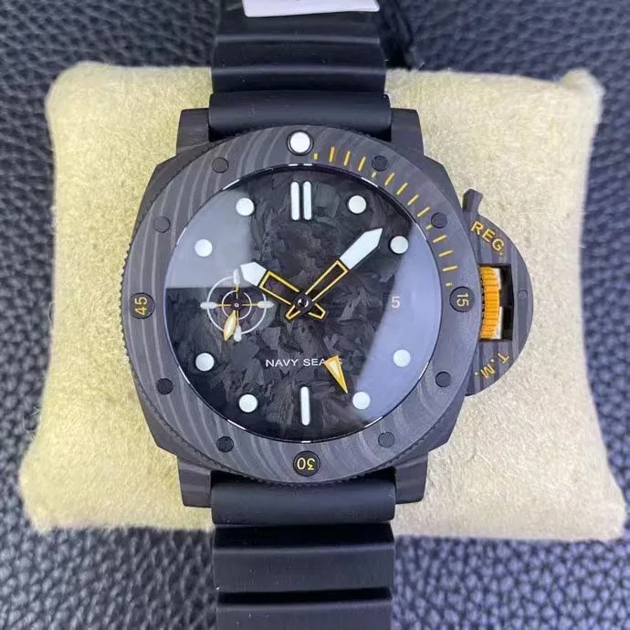 أفضل جودة pam 312 968 1518 1676 1467 p9000 التلقائي الميكانيكية ألياف الكربون البرونزية 44/42/47 مللي متر رجل ساعة رجالي رجل