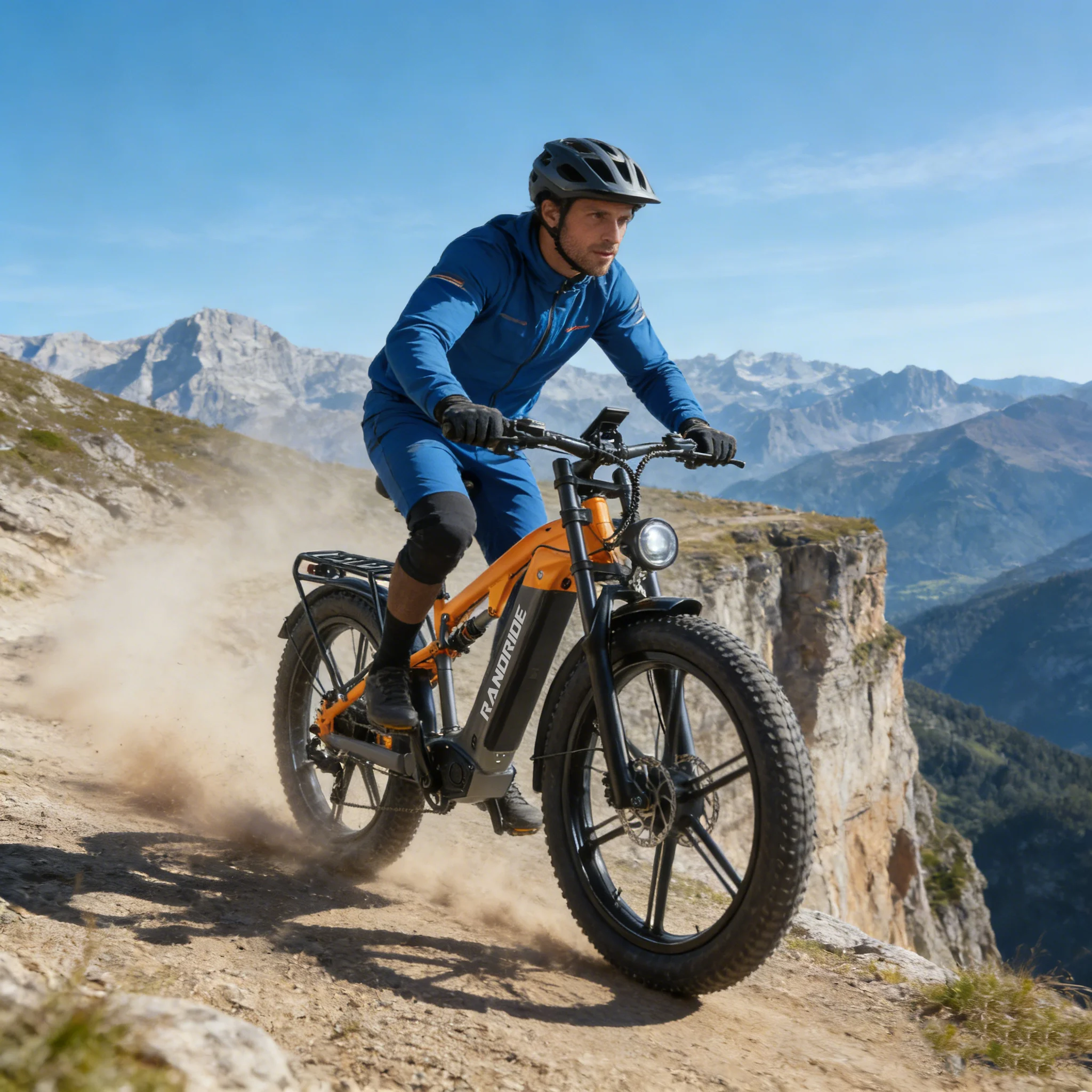 RANDRIDE YX80M-2 Dual-Motor E-MTB Elektrofahrrad 48V 20Ah Akku 26x4.0 CST Fat Tire Vollfederung 45km/h 2x1000W für Abenteuerfahrten
