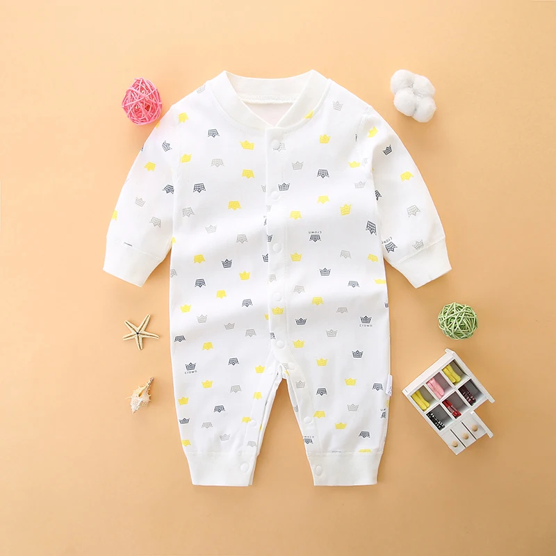 Baby One-Piece Autum Boneless Intimates Spring and Autum One-Piece Romper Pure Cotton Romper Newborn Baby Long-Sleeved Outing Clothing