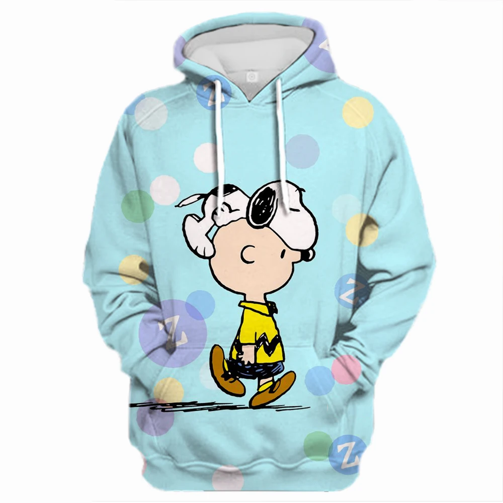 

Толстовка Snoopy женская с аниме-принтом, худи с круглым вырезом, модная спортивная одежда для пар, весна-осень 2024