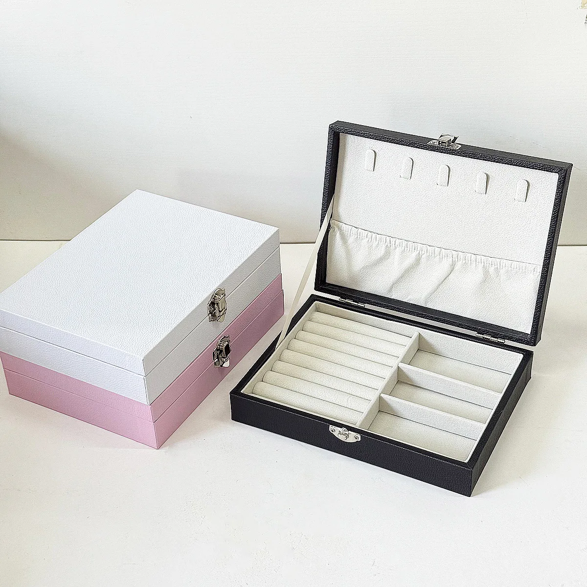 

New simple cross-border jewelry storage box: rings, stud earrings, earrings, necklaces, jewelry box, single-layer jewelry case