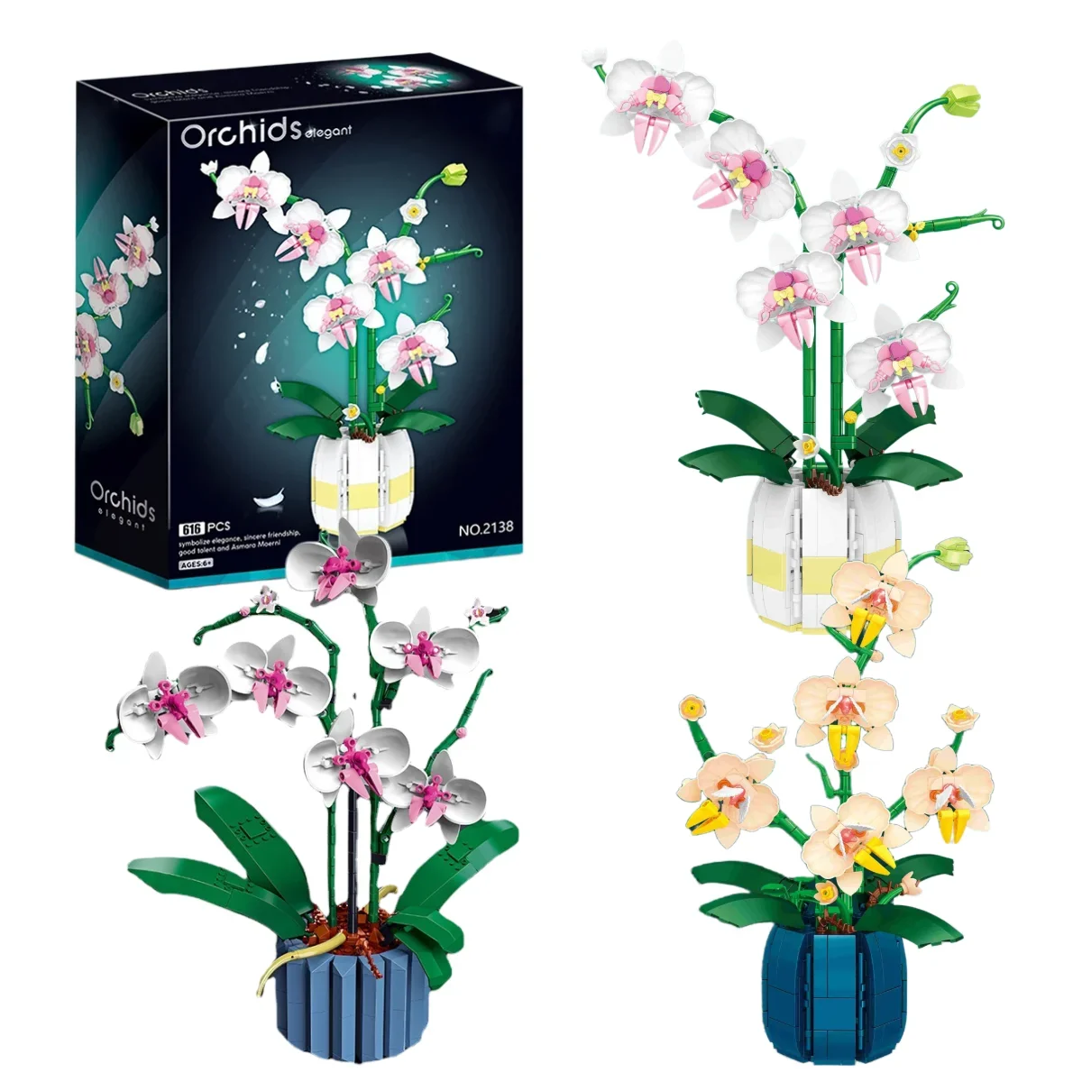 Funny Joy Orchid Flowers Bouquet Flower Blocks Bonsai Plant Model Bricks Romantic DIY Home Decoration for Kids Gift Toy