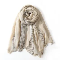 Cotton Linen Striped Men Scarves Autumn Winter Warm Neckerchief Pashmina Male Accessories Short Tassel Bufanda Shawl 2