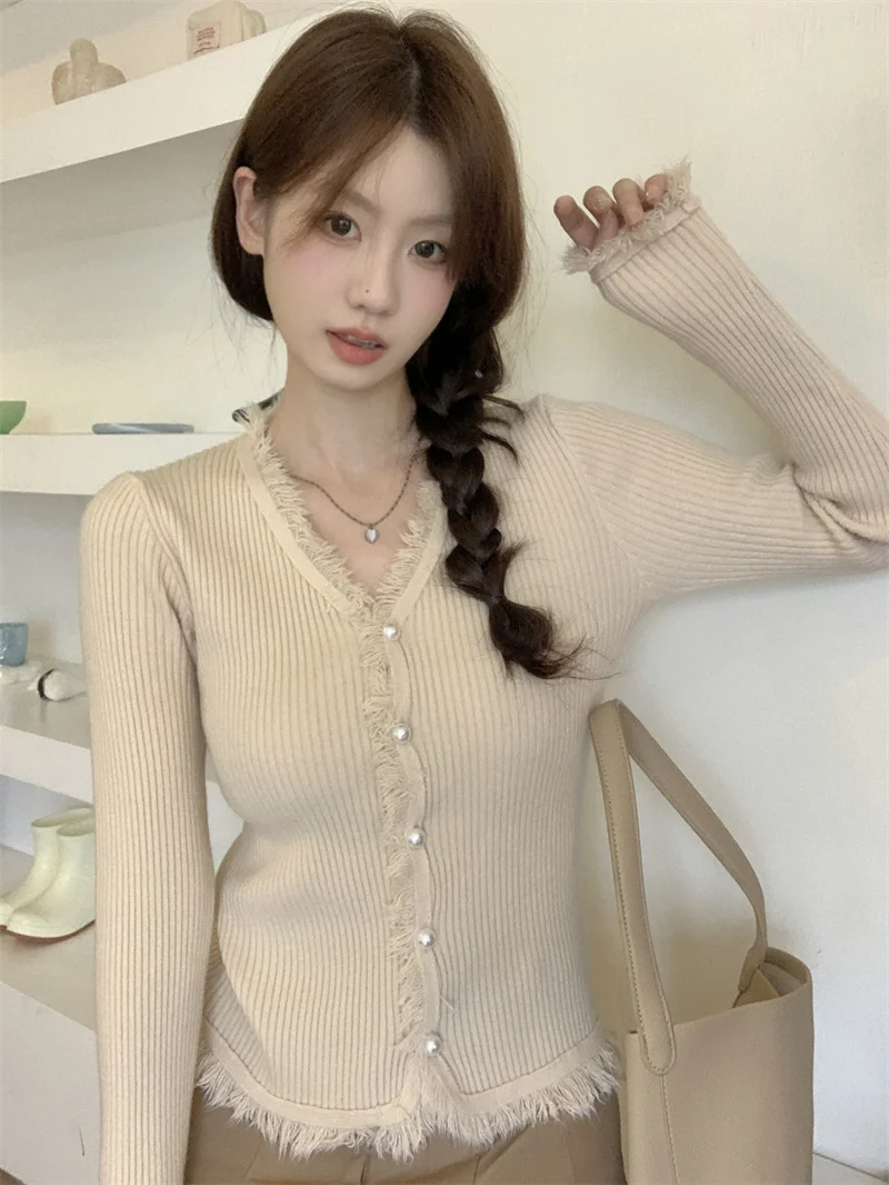 

Sweaters Jumpers Cardigans Womens Cotton Woman Cashmere Blend Button Femme Vintages Cut Colorful Meeting Elegant Lady Streetwear