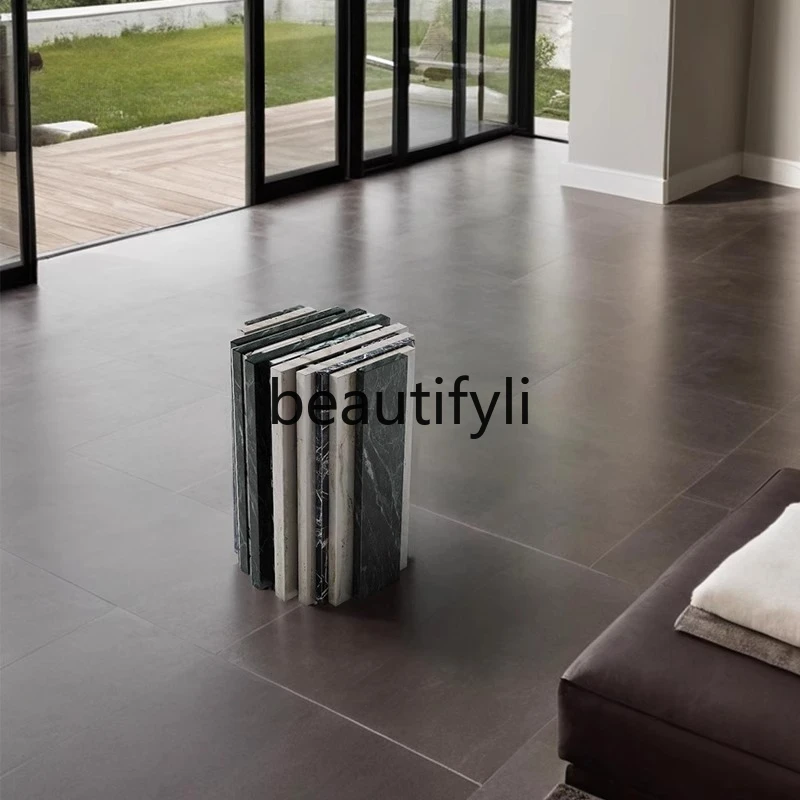 

Marble Side Table Sofa Light Luxury Home Minimalist Living Room Creative Natural Luxury Stone Corner Table