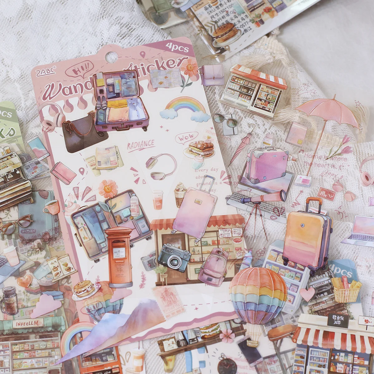 4 أوراق PET ملصقات إبداعية مقطوعة مسبقًا ملصق قصاصات شفاف لتزيين المذكرات لملصقات مذكرات سجل القصاصات #4