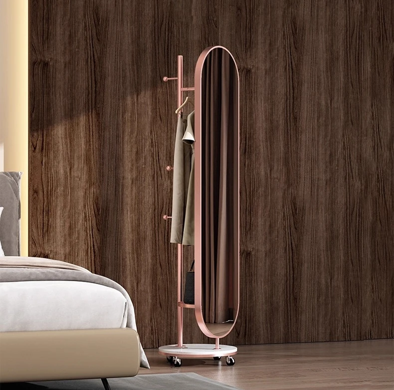 مرآة معلقة فاخرة قابلة للدوران لكامل الجسم، مرآة معلقة متعددة الوظائف لغرفة النوم الاسكندنافية، أرضية منزلية متعددة الوظائف