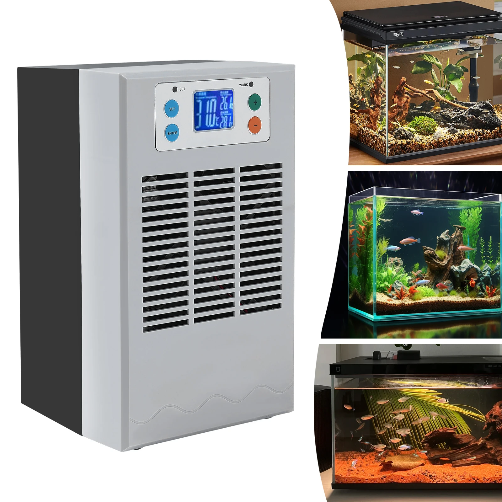 100W 30L Small Fish Tank Water Heater&Chiller Aquarium Chiller Semiconductor Electronic Aquarium Cooling& Heating System