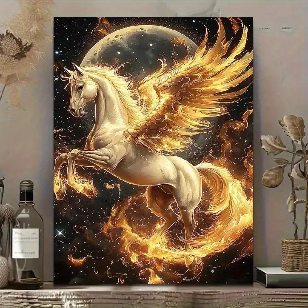 Modern Fiery Pegasus Aluminum Wall Art 12x16 Inch Waterproof Durable Living Room Bedroom Home Decor