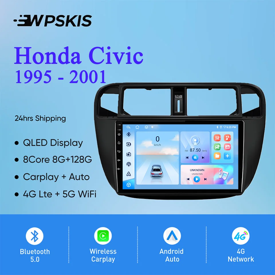 

Android 14 128G For Honda Civic 1996 - 2001 Auto Radio Stereo Multimedia Video Player GPS Navigation Monitor 4G Lte WiFi Carplay