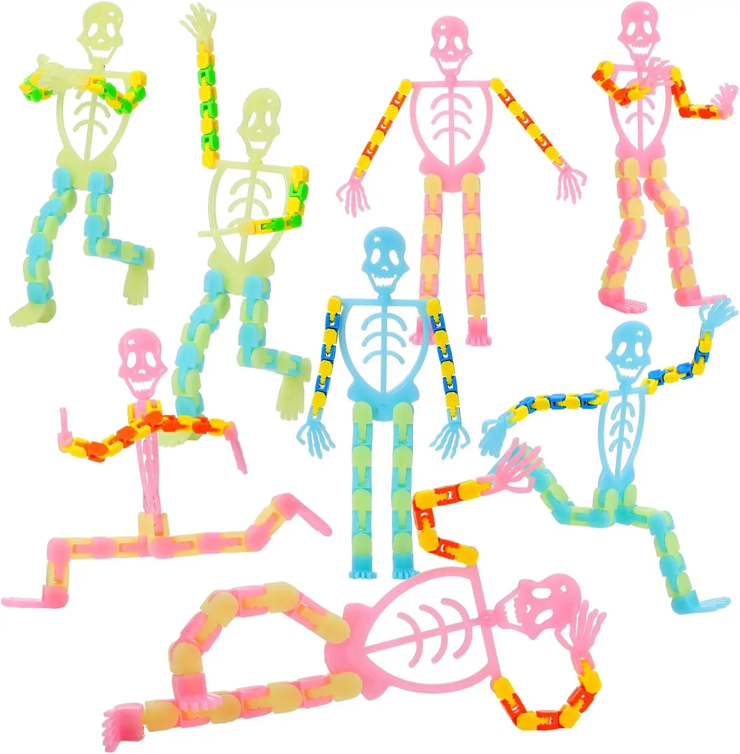 Fidgets Sensory Toys Halloween Autism Stress Relief Transformable Chain Skeleton Fluorescent Autism Stress Relief Toys For Kids