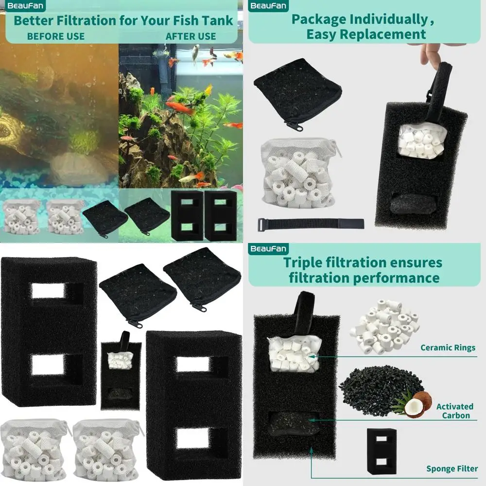 

2 Set Aquarium Filter Media Kits Compatible with Fluval Flex (15 Gal) Desktop Aquarium, Includes 2 Carbon Filter Refills, 2 Foam