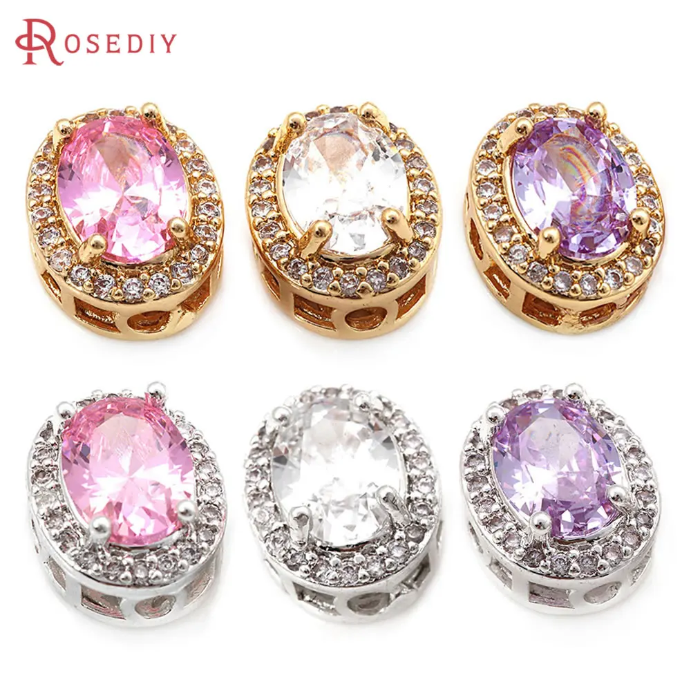 

6PCS 18K Gold Color Brass Oval Spacer Beads Bracelets Beads High Quality Jewelry Diy Accessories Making