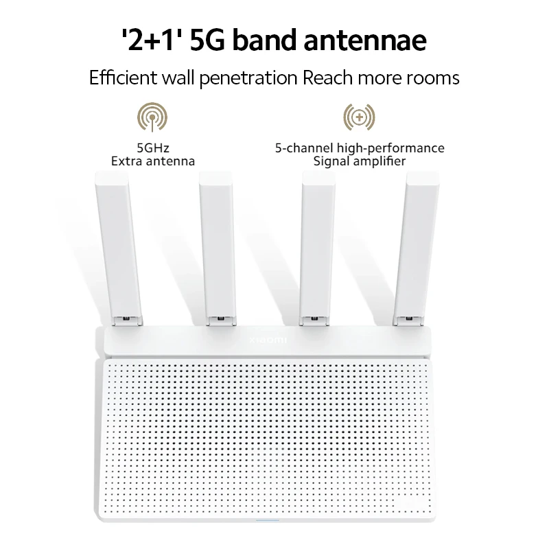 Global Version Xiaomi Router AX3000T Full-speed, full-home Wi-Fi 6 coverage 3000Mbps wireless speed \'2+1\' 5G band antennae NFC