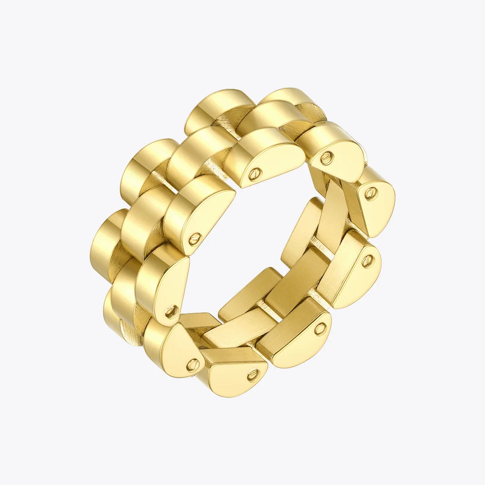 ENFASHION Hip-Hop Watchband Rings For Women Gold Color Ring Stainless Steel Gifts 2020 Fashion Jewelry Anillos Mujer R204076