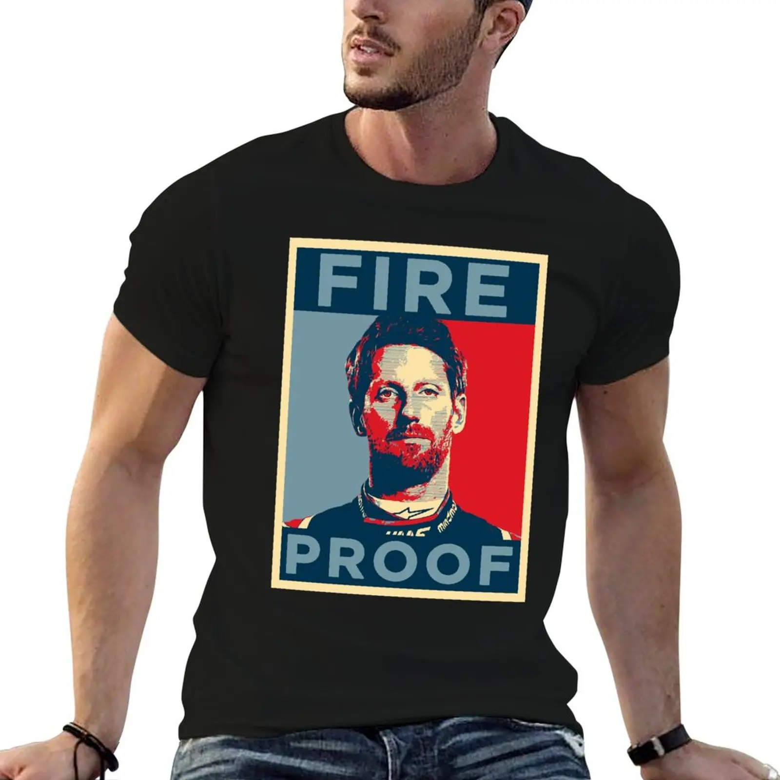 

casual Fire Grosjean proof Romain shirts graphic man t t shirt for man T-Shirt