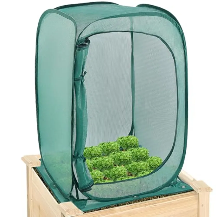 

Garden Netting for Raised Beds Crop Cage Pop up Plant Covers- 30 Sunblock Shade Cloth with Metal Anchoring Spikes - Protects Pl