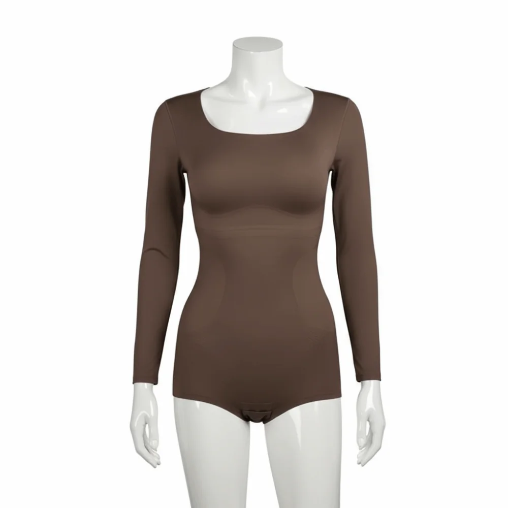 

Trendy U-neck Bodysuits Shapewear Slim Fit Tummy Control Yoga Jumpsuit Long Sleeve Butt Lifting Seamless Underwear Women Gym