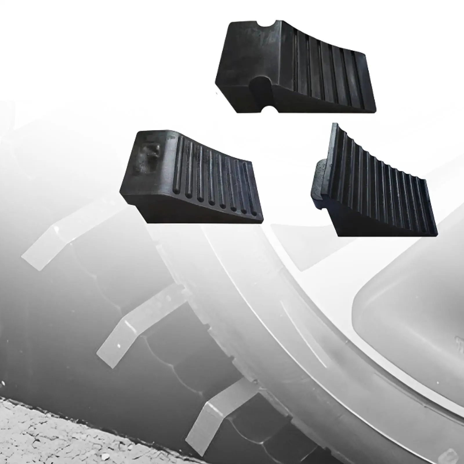 

Solid Rubber Car Tire Wheel Chock Anti Slip Stopper for Trailer RV Parking Garage Stability