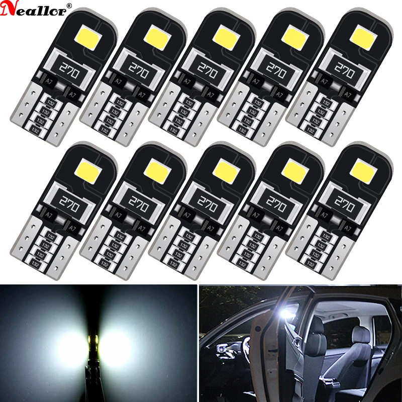 10X Car Interior Light T10 168 2825 194 LED Bulb 6000k White W5W LED Auto Lamp 12V For Toyota Corolla 150 Camry 40 CHR VW T4 T5