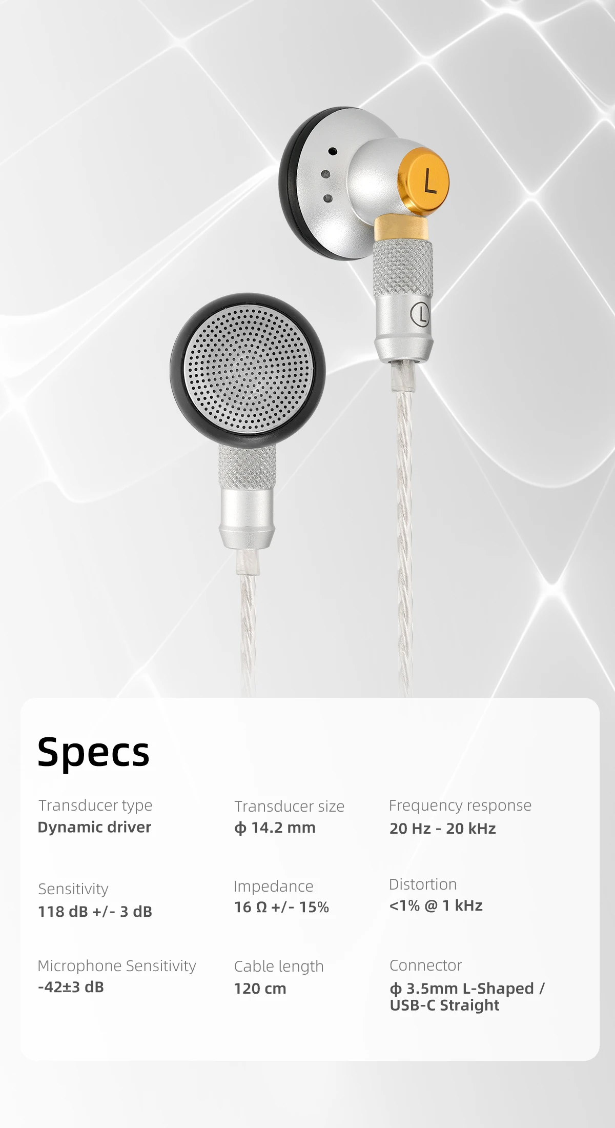 SIVGA M260 14,2mm Dynamischer Treiber HiFi Kabelgebundene Flachkopf-Ohrhörer High-Fidelity In-Ear-Kopfhörer – Detail 8
