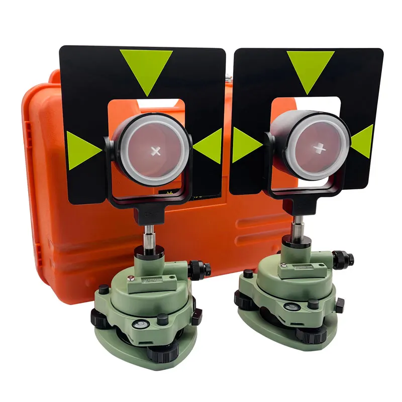 

Green Single Prism Set Compatible For Leica Total Station Surveying With Optical Plummet 2 Sets in 1 Container