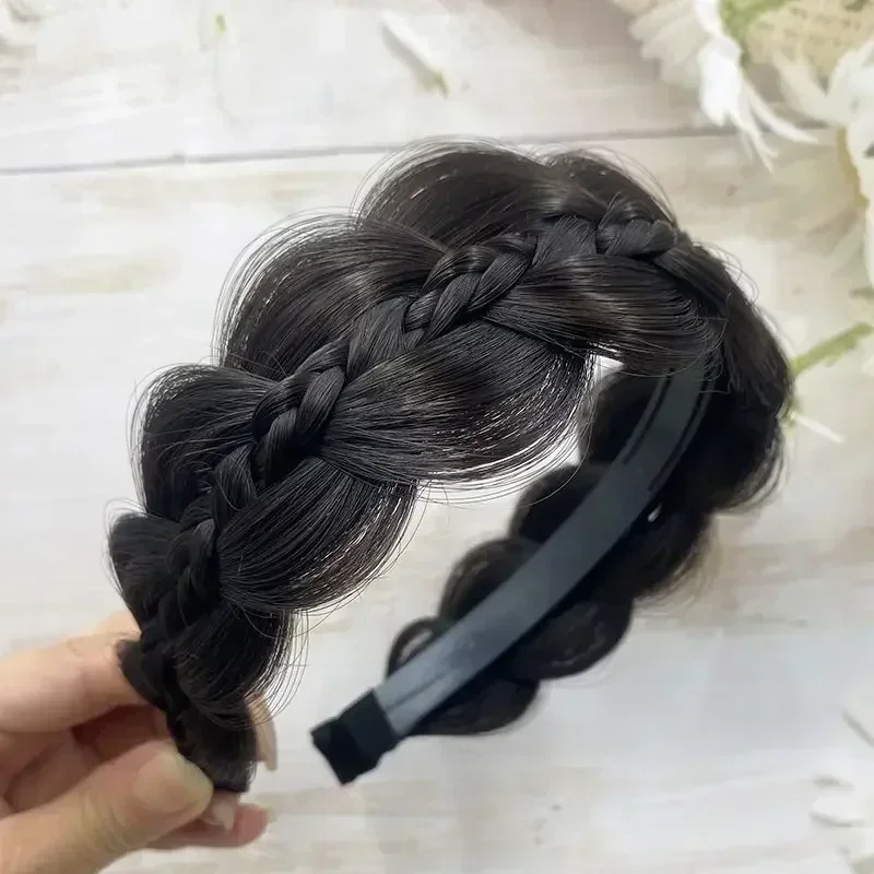 Twist Braid Wig Headband Women Girls Hair Accessories Twisted Braided Hairdband Three-strand Wide-brimmed Solid Bezel Head Hoop