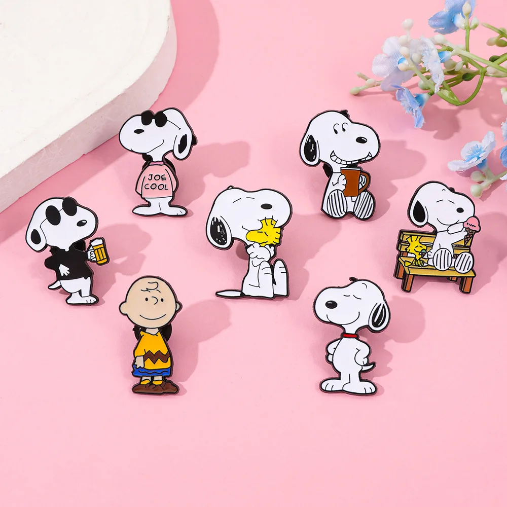 Cute Anime Dog Cartoon Enamel Pins Collectible Lapel Brooches Funny Animal Jewelry Gifts for Kids And Friends
