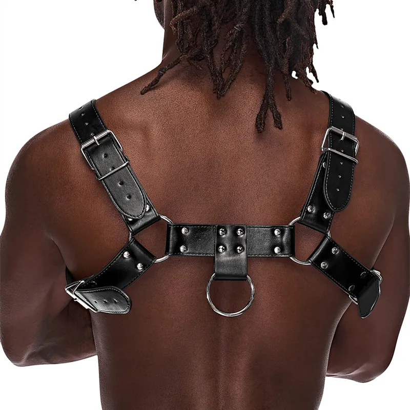 Gay Rave Harness Hot Man Body Chest Harness Belt Shoulder Strap Punk Rave Costumes Harness Metal Buckle Sex Toy For Men Lingerie