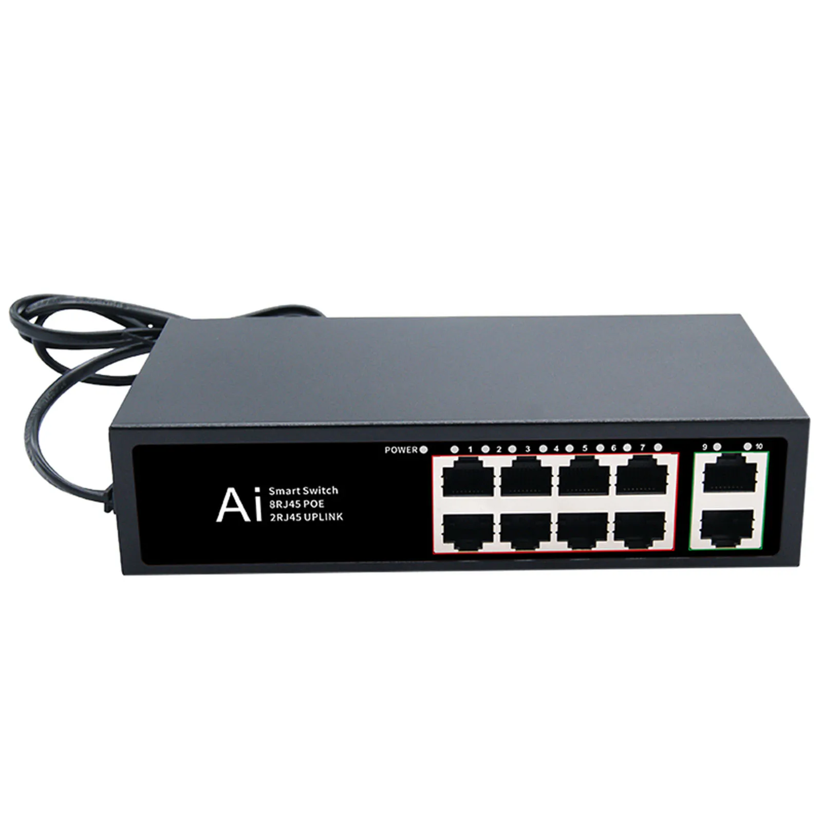 6 10 Ports POE Switch Ethernet Smart Switch Network Switch 100Mbps RJ45 Hub Internet Splitter Auto MDI/MDIX for WiFi Router