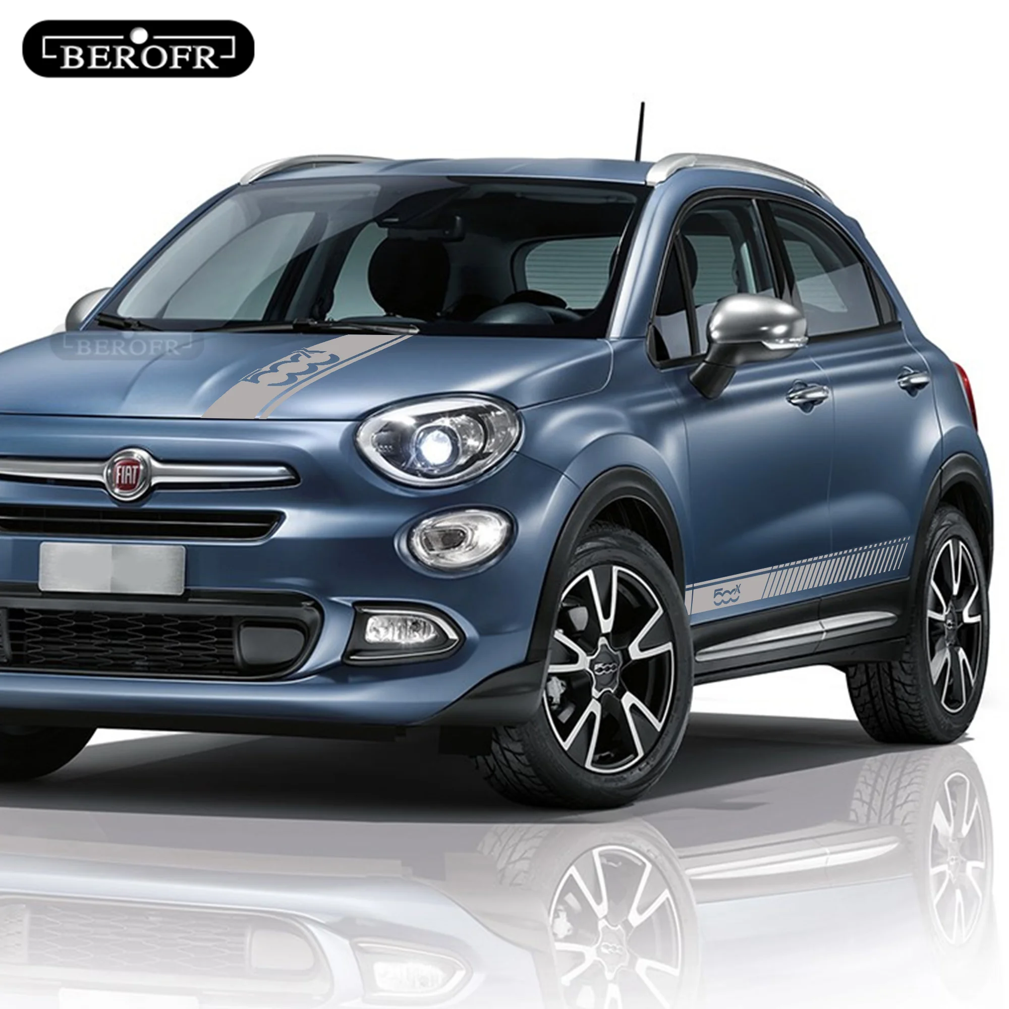 For Fiat 500X Cross Sport Stripes Car Hood Both Side Sticker Auto Body Engine Decor Cover Decals Vinyl Exterior Accessories