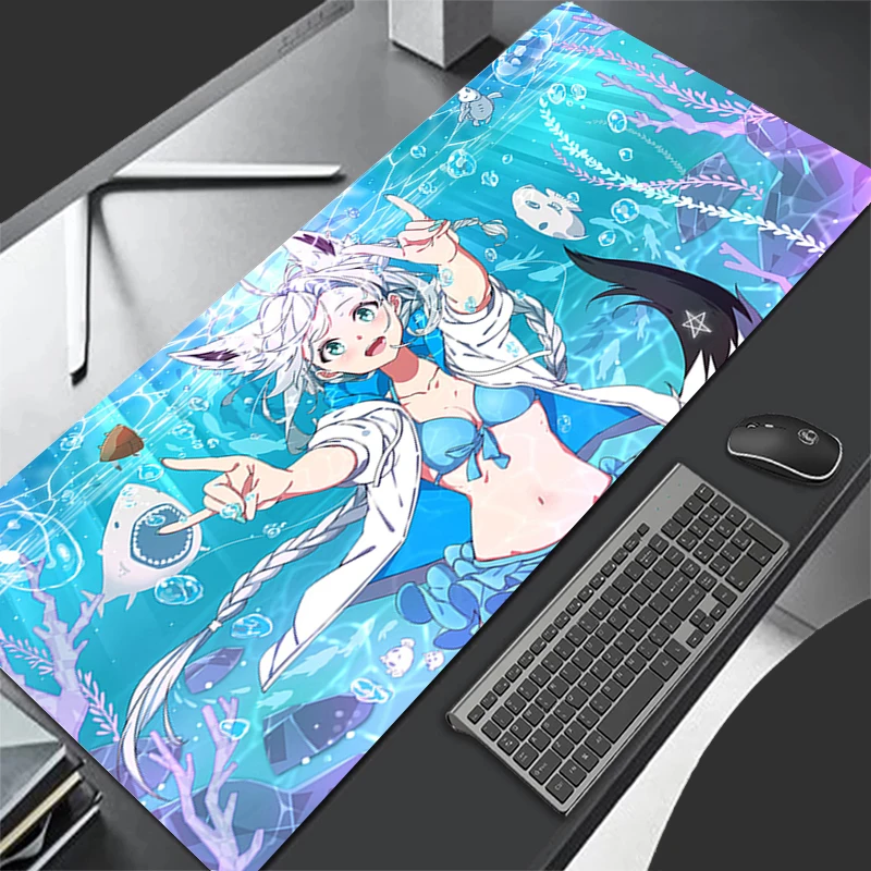 Mousepad Computer Gaming Accessories Keyboard Pad Office Rubber Mouse Pad H-hololive Shirakami Fubuki Decoracion Desk Mouse Mat