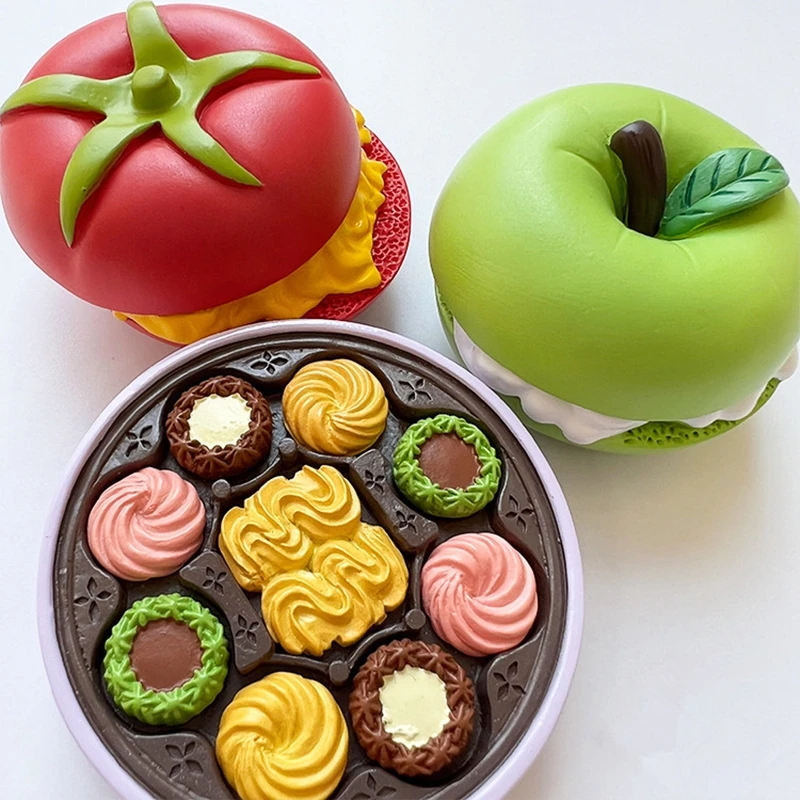 Hand-painted Tomato Egg Green Apple Cookies 3D Fridge Magnets Souvenirs Refrigerator Magnetic Stickers Gift