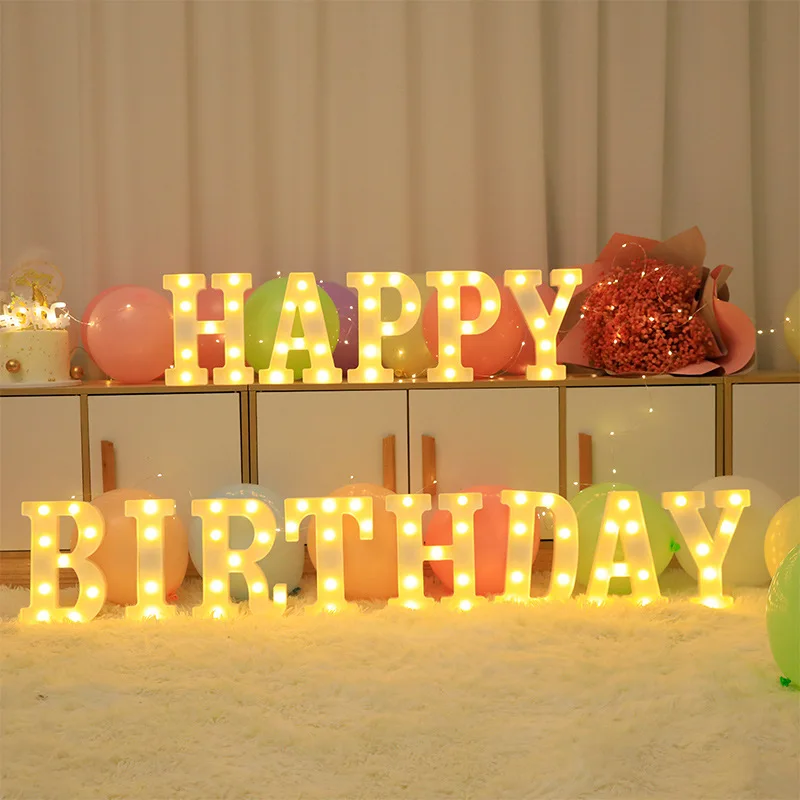 Alphabet Letter LED Lights Luminous Number Lamp Decor Battery Night Light for Home Wedding Birthday Christmas Party Decoration