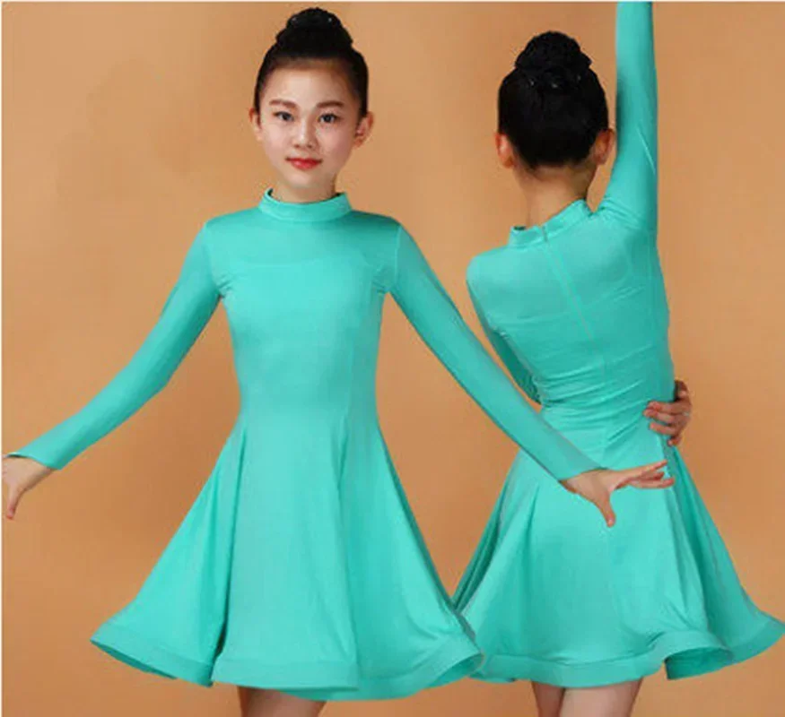 

2025 New Girl Latin Dance Dress 7color Red/Green/Blue Child/Kid Fitness Children Samba Chacha Rumba Girl Dancing Skirts