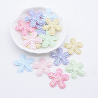 50Pcs 28mm Bling PU Leather Flower Applique for Clothes Hat Sewing Patches DIY Baby Headwear Hair Clips Bow Decor Accessories