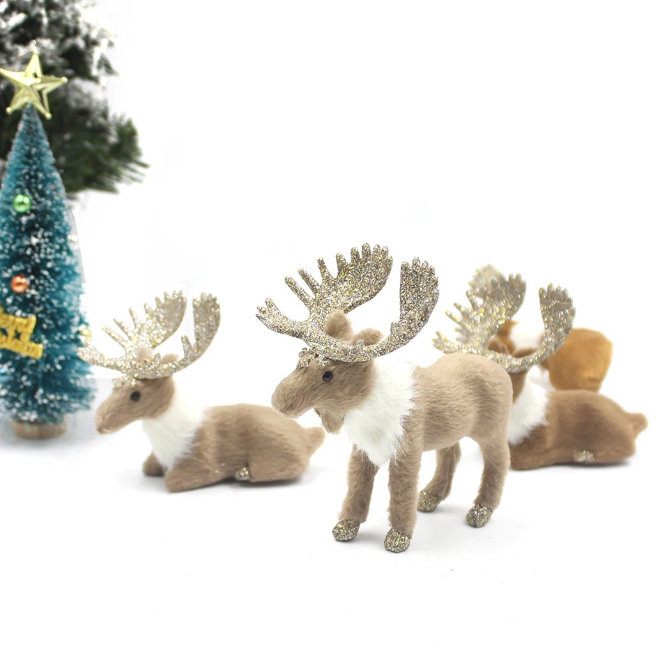 New!Christmas Simulation Moose Artificial Plush Elk Reindeer Merry Christmas Decorations Kids Gift toy Navidad Deer Ornaments